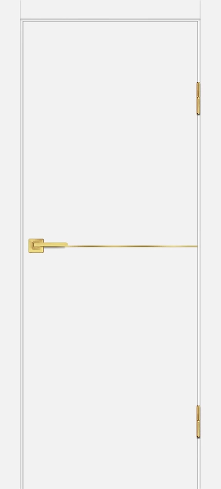 Фото Межкомнатная дверь P-19 AL золотой молдинг Белый матовый