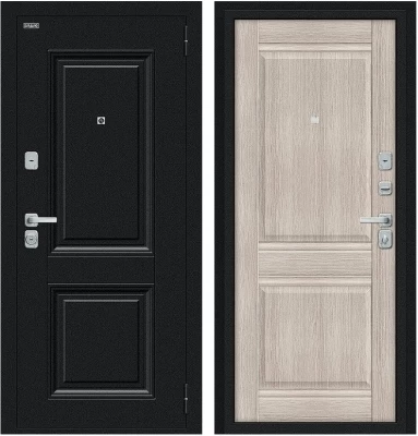 Дверь Браво Некст МФ/BChrome Букле черное/Cappuccino Melinga