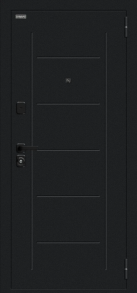 Входная дверь Борн/SBlack Букле черное/Bianco Melinga BR6182 внешняя сторона