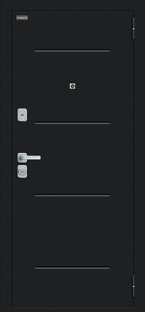 Входная дверь Техно/BChrome Букле черное/Wenge Melinga BR6190 внешняя сторона