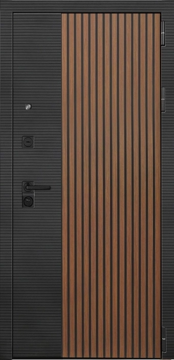 Входная дверь Модель L - 48 СБ-1 (ст. белое, 16мм, беленый дуб) внешняя сторона